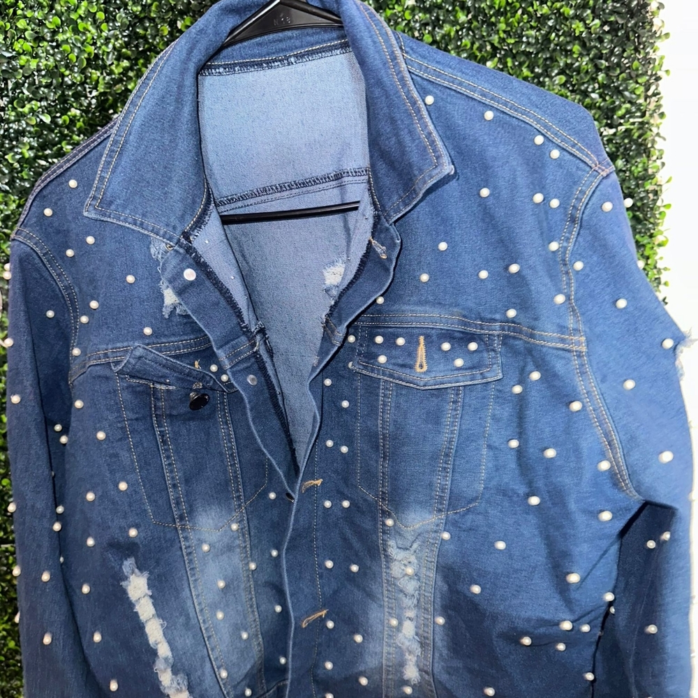 Cute pearl Denim jacket